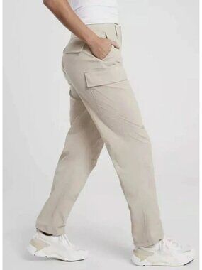 Athleta Trekkie Utility Cargo Pant Tan Beige Size 6 Jogger Pockets Hiking Travel